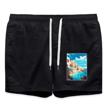Naxos Greece Vintage Travel Poster WPA Souvenir - Swim Trunks - black - Front - AI Model Male 185 light (185cm)