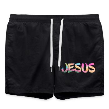 Jesus - Badeshorts - Schwarz - Vorne - AI Model Male 185 light (185cm)