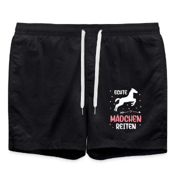 Echte Mädchen Reiten Pferde Mädchen - Badeshorts - Schwarz - Vorne - AI Model Male 185 light (185cm)