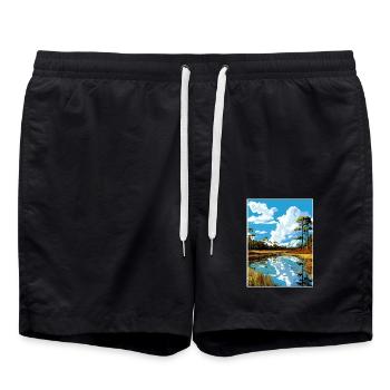 John Pennekamp State Park Florida Reiseposter - Badeshorts - Schwarz - Vorne - AI Model Male 185 light (185cm)