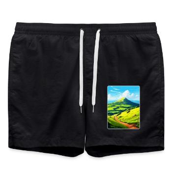 Duncryne Hill Stirling Vintage Reiseposter WPA - Badeshorts - Schwarz - Vorne - AI Model Male 185 light (185cm)