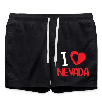 Ich liebe Nevada USA Staat Amerika Reisen Nevadan - Badeshorts - Schwarz - Vorne - AI Model Male 185 light (185cm)