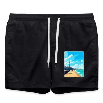 Margate England Uk Vintage Reiseplakat Souvenir - Badeshorts - Schwarz - Vorne - AI Model Male 185 light (185cm)