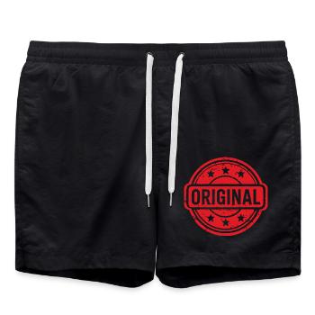 Ursprüngliches Grunge-Gummistempel-Abzeichen-Vektordesign - Badeshorts - Schwarz - Vorne - AI Model Male 185 light (185cm)
