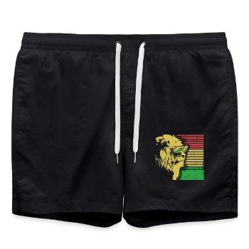 Rasta Lion Löwe Reggae Rastafari Sonnenbrille - Badeshorts - Schwarz - Vorne - AI Model Male 185 light (185cm)