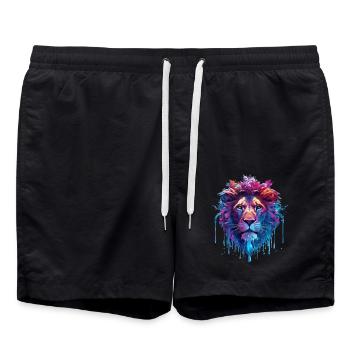 Spiritueller Löwenzauber - Badeshorts - Schwarz - Vorne - AI Model Male 185 light (185cm)
