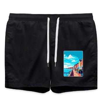 Weymouth England Uk Vintage Reiseposter Souvenir - Badeshorts - Schwarz - Vorne - AI Model Male 185 light (185cm)