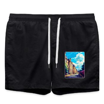 Chipping Norton England Uk Travel Poster Souvenir - Swim Trunks - black - Front - AI Model Male 185 light (185cm)