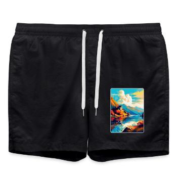 Loch Duich Scotland Uk Travel Poster Souvenir WPA - Swim Trunks - black - Front - AI Model Male 185 light (185cm)