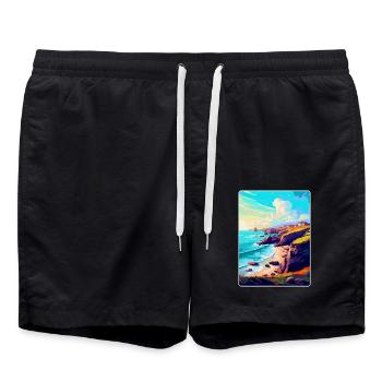 Lizard Point England Uk Reise Poster Souvenir WPA - Badeshorts - Schwarz - Vorne - AI Model Male 185 light (185cm)