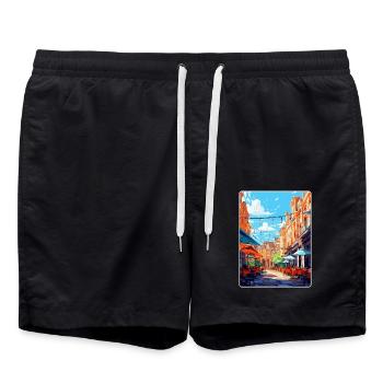 Covent Garden England Uk Reiseposter Souvenir - Badeshorts - Schwarz - Vorne - AI Model Male 185 light (185cm)