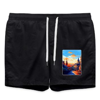 Edinburgh Schottland Großbritannien Reiseposter Souvenir WPA - Badeshorts - Schwarz - Vorne - AI Model Male 185 light (185cm)