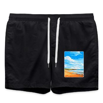 Constantine Bay, Cornwall, England, Vereinigtes Königreich, Reiseposter - Badeshorts - Schwarz - Vorne - AI Model Male 185 light (185cm)