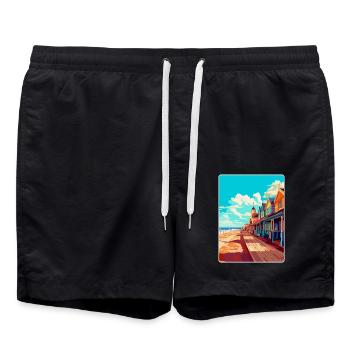 Great Yarmouth England Uk Travel Poster Souvenir - Swim Trunks - black - Front - AI Model Male 185 light (185cm)