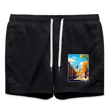 Richmond Angleterre Royaume-Uni Affiche de voyage vintage souvenir - Short de bain - noir - Devant - AI Model Male 185 light (185cm)