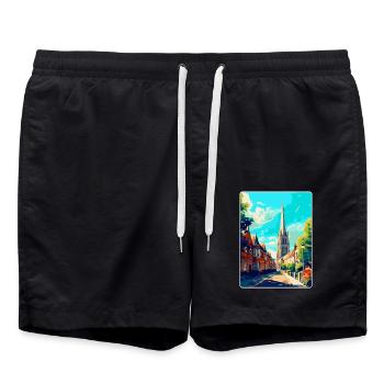 Salisbury England Uk Reiseposter Souvenir WPA - Badeshorts - Schwarz - Vorne - AI Model Male 185 light (185cm)