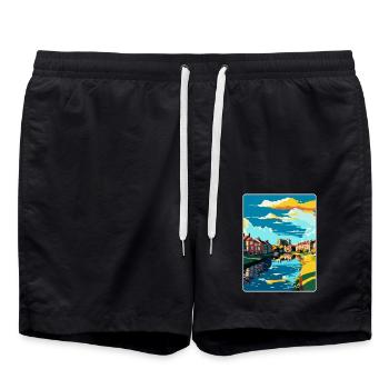 Newark on Trent Angleterre Royaume-Uni Affiche de voyage souvenir - Short de bain - noir - Devant - AI Model Male 185 light (185cm)