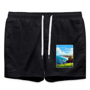 Lands End Cornouailles Angleterre Royaume-Uni Affiche de voyage WPA - Short de bain - noir - Devant - AI Model Male 185 light (185cm)