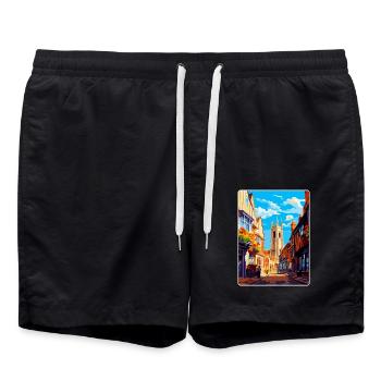Canterbury England Uk Reiseposter Souvenir WPA - Badeshorts - Schwarz - Vorne - AI Model Male 185 light (185cm)