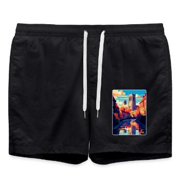Durham England Uk Vintage Travel Poster Souvenir - Swim Trunks - black - Front - AI Model Male 185 light (185cm)