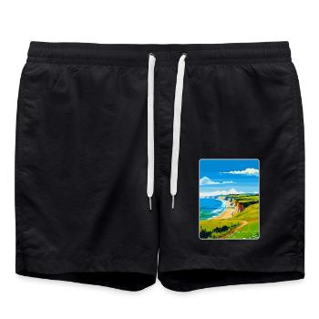 Dorset Uk Vintage Travel Poster Souvenir WPA - Swim Trunks - black - Front - AI Model Male 185 light (185cm)