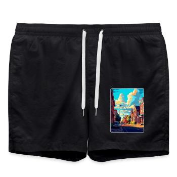 Ripon England Uk Vintage Reiseposter Souvenir - Badeshorts - Schwarz - Vorne - AI Model Male 185 light (185cm)