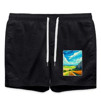 Affiche de voyage souvenir du parc national des South Downs - Short de bain - noir - Devant - AI Model Male 185 light (185cm)