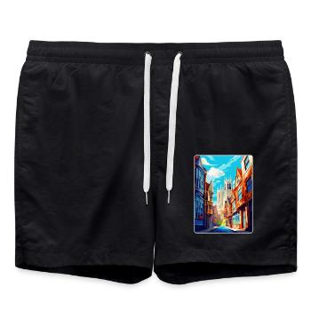 York England Uk Vintage Reise Poster Souvenir WPA - Badeshorts - Schwarz - Vorne - AI Model Male 185 light (185cm)