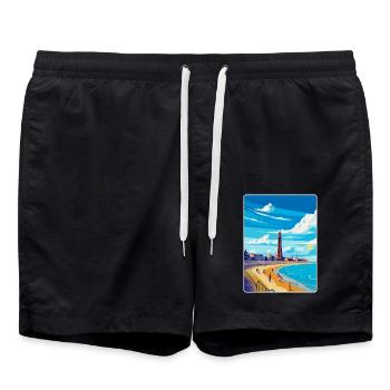 Blackpool Uk Vintage Voyage Poster WPA Souvenir - Short de bain - noir - Devant - AI Model Male 185 light (185cm)