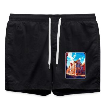 Ipswich England Uk Vintage Reiseplakat Souvenir - Badeshorts - Schwarz - Vorne - AI Model Male 185 light (185cm)
