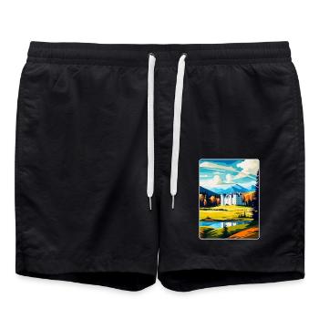 Blair Castle Schottland Uk Vintage Reiseplakat WPA - Badeshorts - Schwarz - Vorne - AI Model Male 185 light (185cm)