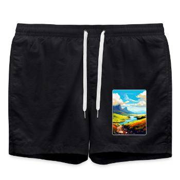 Isle Of Skye Schottland UK Vintage Reiseposter WPA - Badeshorts - Schwarz - Vorne - AI Model Male 185 light (185cm)