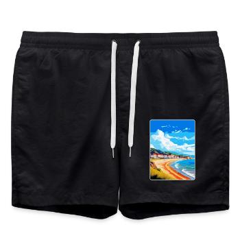 Llandudno Wales Uk Vintage Reiseplakat Souvenir - Badeshorts - Schwarz - Vorne - AI Model Male 185 light (185cm)