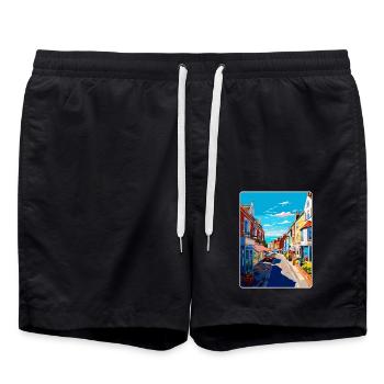 Folkestone England Uk Vintage Reiseposter WPA - Badeshorts - Schwarz - Vorne - AI Model Male 185 light (185cm)