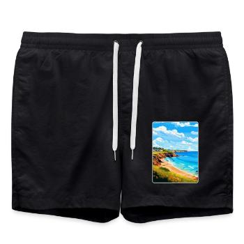 St Brelades Bay Jersey Vintage Reiseposter WPA - Badeshorts - Schwarz - Vorne - AI Model Male 185 light (185cm)