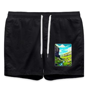 Malham Cove England Uk Vintage Reiseposter WPA - Badeshorts - Schwarz - Vorne - AI Model Male 185 light (185cm)