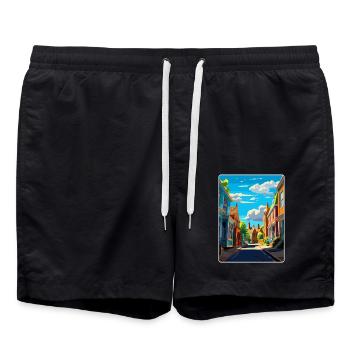 Petworth England Uk Vintage Reiseplakat Souvenir - Badeshorts - Schwarz - Vorne - AI Model Male 185 light (185cm)