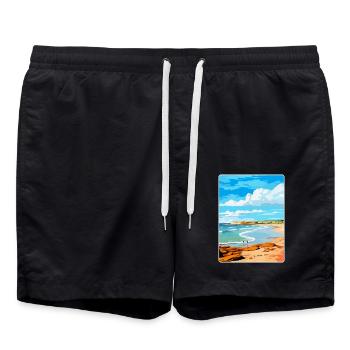 Porthcawl Bay Uk Affiche de voyage vintage souvenir - Short de bain - noir - Devant - AI Model Male 185 light (185cm)