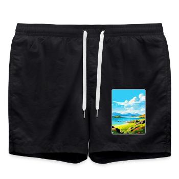 Île de Jura Écosse Royaume-Uni Affiche de voyage vintage WPA - Short de bain - noir - Devant - AI Model Male 185 light (185cm)