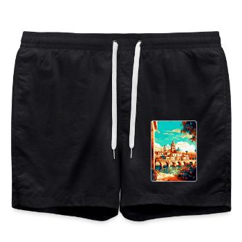 Cordoba Spain Vintage Travel Poster WPA Souvenir - Swim Trunks - black - Front - AI Model Male 185 light (185cm)
