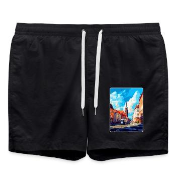 Ostrava Tschechische Republik Vintage Reiseposter WPA - Badeshorts - Schwarz - Vorne - AI Model Male 185 light (185cm)