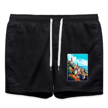 Grasse Frankreich Vintage Reiseposter WPA Souvenir - Badeshorts - Schwarz - Vorne - AI Model Male 185 light (185cm)