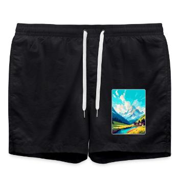 Lech Autriche Affiche de voyage vintage WPA Souvenir - Short de bain - noir - Devant - AI Model Male 185 light (185cm)