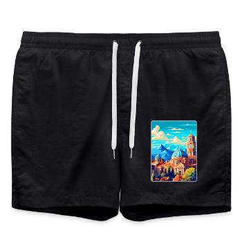 Sofia Bulgaria Vintage Travel Poster Souvenir WPA - Swim Trunks - black - Front - AI Model Male 185 light (185cm)