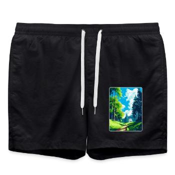 Affiche de voyage vintage des bois de Vienne en Autriche Art WPA - Short de bain - noir - Devant - AI Model Male 185 light (185cm)