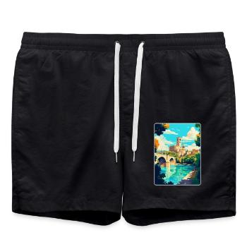 Avignon Frankreich Vintage Reiseplakat Souvenir WPA - Badeshorts - Schwarz - Vorne - AI Model Male 185 light (185cm)