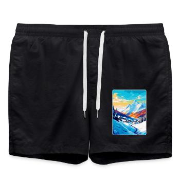 Les Arcs France Affiche de voyage vintage Souvenir WPA - Short de bain - noir - Devant - AI Model Male 185 light (185cm)