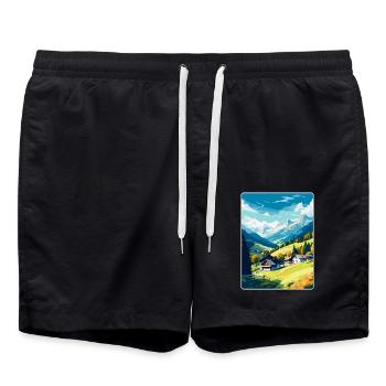 Zell am Ziller Österreich Vintage Reiseposter WPA - Badeshorts - Schwarz - Vorne - AI Model Male 185 light (185cm)