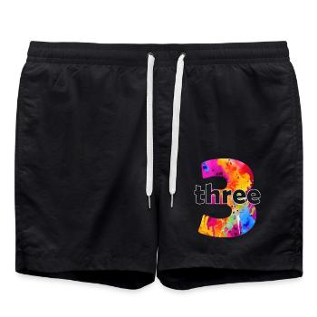 DREI 3 JAHRE JUNGE 3. GEBURTSTAG - Badeshorts - Schwarz - Vorne - AI Model Male 185 light (185cm)
