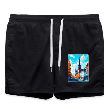 Darmstadt Allemagne Poster de voyage vintage souvenir - Short de bain - noir - Devant - AI Model Male 185 light (185cm)